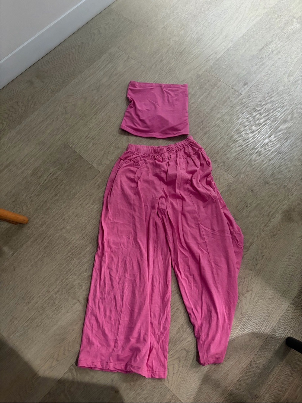 aerie Pink Wide-Leg Pants with Matching Tube Top